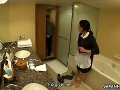 This Chinese maid knows how to ease off stress at work and her boobies are superb