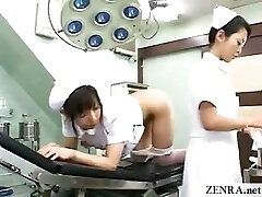 Japan milf nurse inserts dildo into coworkers pink hole