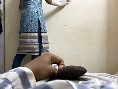 Flashing manstick on Indian maid to fuck ( chudai ) in hindi