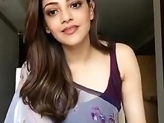 Kajal Aggarwal Showing Underarms and Bra-stuffers in Sleeveless Saree