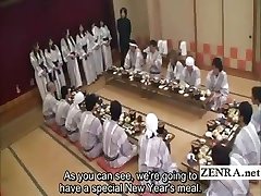 Subtitled Japanese mummies group foreplay dining party