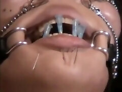 Jap BBW sub got needles pierced lip to keep her mouth shut