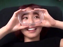 Japanese girl gets jizm goggles treatment