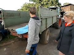 Village round blonde is poked by young farmer and fed with his semen Village round blonde is poked by young farmer and fed with his semen