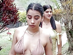 Horny lesbians with immense backside take advantage of home alone to lick their pussies in the pool - Porn in Spanish