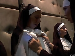 Unrighteous nuns with juicy bubble asses are ready for assfucking dilation and masturbation