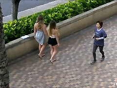 Outdoor performance with bikini ladies kissing and finger-banging beach sex Outdoor performance with bikini ladies kissing and finger-banging beach sex