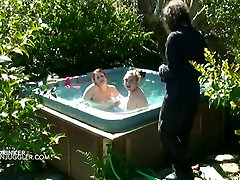 2 super-naughty BBW lesbians piss on a dirty old man