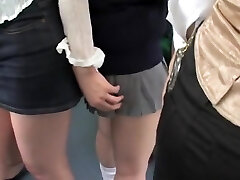 japanese girl-on-girl schoolgirls groping on bus
