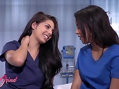 Girls Grind - Stunning Babe Nurses Maya Bijou And Gina Valentina Plumb Each Other In A Hospital Room
