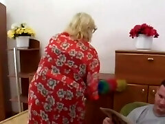 Chunky Light-haired Granny Bonks Younger Man