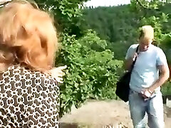 Sweet absorbing mature outdoors