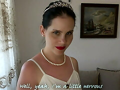 Bridesmaid tied up the groom and embarked to fuck in a cowgirl pose to steal his sperm