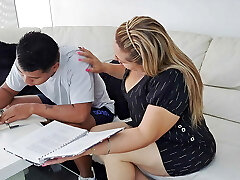 I help my sonnie with his homework, his dick distracts me and I end up sucking it