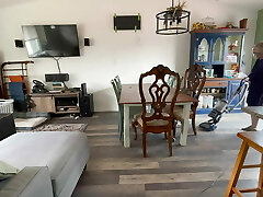 Spy on mommy cleaning naked in the kitchen