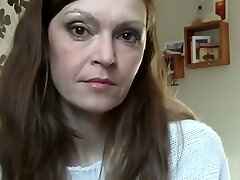 Dark haired wrinkled gross mature housewife talks on webcam with my pal