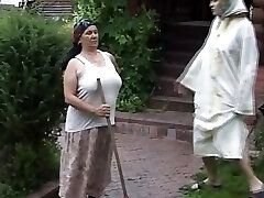 A sexy German granny and teen getting their holes smashed by 3 peckers