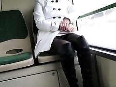 Best Mom Flashing on Bus Boots Pantyhose. See pt2 at goddess