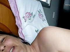 Wife taunting cuckold husband. She masturbates him and goes nude outside.