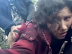 Quick, jumpy fuck out in nature while hiding from cars. Quick, jumpy fuck out in nature while hiding from cars.