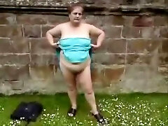 Fat granny showing her nude figure