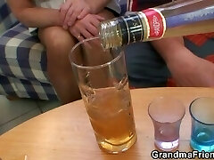 Blonde grandma takes two big shafts at once Blonde grandma takes two big shafts at once