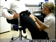 Big orbs secretary real blowjob