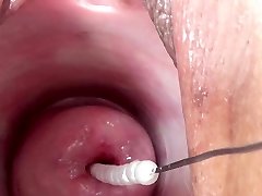 Cervix fucking playing jamming a chinese vibrator
