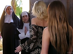 Sinful nuns are making love with perverted girl/girl babe Ziggy Star