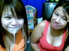 Asian mum and not her young girl sloppy face show