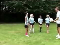 Four Brit Schoolgirls are very nice to their PE teacher
