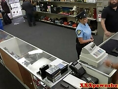 Latina policewoman adorned for cash