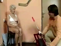 Old Granny poked by machine