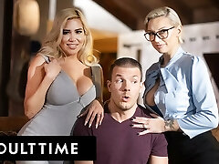 ADULT TIME - Lucky Man Serves Up Spear In WILD THREESOME WITH STEPMOMS Kenzie Taylor And Caitlin Bell