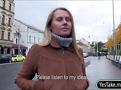 Sexy amateur towheaded Czech girl Zuzana pussy banged for cash
