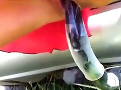 Serbian amateur nympho rides tow hitch outdoors for orgasm