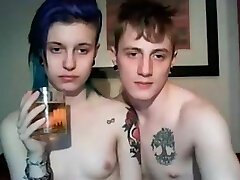Horny teenage couple boning on webcam