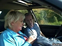 He picks up and bangs grandma outside