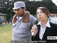 Subtitle outdoor BDSM CMNF Japanese group penis adore