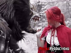 Pink haired chick in red riding hood apparel Brind Love is fucked in the forest