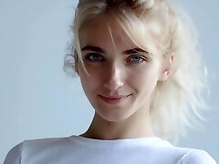 Lean Blonde Teenie Strips Naked Solo