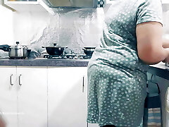 Indian Wife's Ass Smacked, fingered and Bra-stuffers Squeezed in the Kitchen