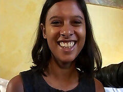 Dark French girl making someone highly happy