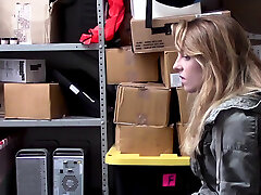 Blonde plowed by a security guard at the back office Blonde plowed by a security guard at the back office