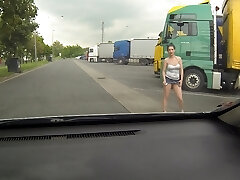 Real Whore Picked up Betwixt Trucks and Acquire Paid for Sex