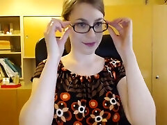 Hot nerdy girl stripping and dancing naked on webcam