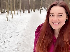 Gorgeous Redhead Teen Blows A Stranger In The Woods And Swallows His Jizm