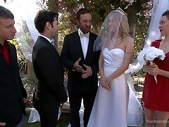 Sightless folded bride Natasha Starr is fucked by groom and a few dudes