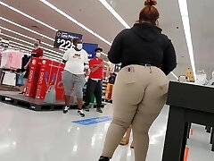 Bbw Walmart worker big booty wedgie see thru