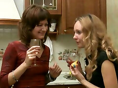 Mature Russian chicks in the kitchen go farther than a party